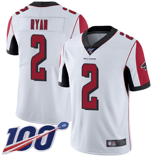 Atlanta Falcons Limited White Men Matt Ryan Road Jersey NFL Football #2 100th Season Vapor Untouchable